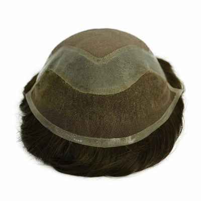 6 inch kant basis menselijk haarvervangend hoge dichtheid Front Mesh Hair System voor mannen