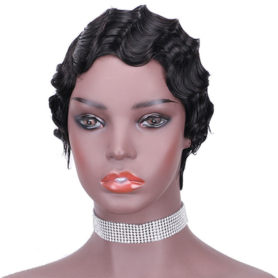 6 inch Water Wave Pixie Cut Kort Mensen Haar pruiken met 180% Dichtheid en 250g-450g