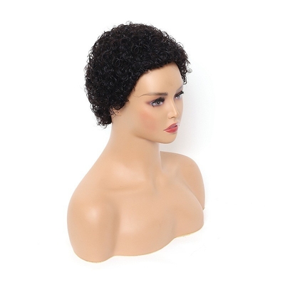 Korte Afro Curly Braziliaanse haarmachine gemaakt Pixie pruik natuurlijke kleur voor zwarte vrouwen