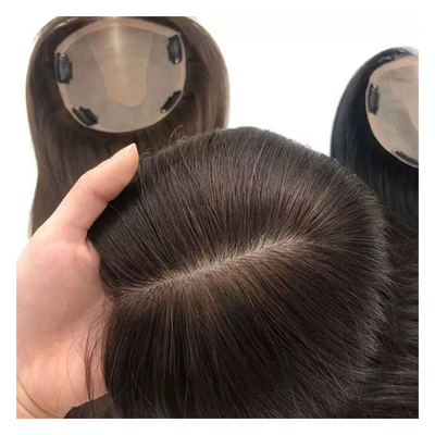 Vrouwen Toupee met een rechte zijden basis met frontal sluiting en haartopper van Zwitserse kant