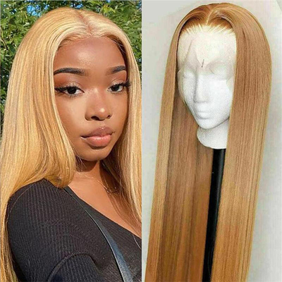 Lange menselijk haar pruiken met lichtbruin kant 360 full kant High Grade Fashion Design