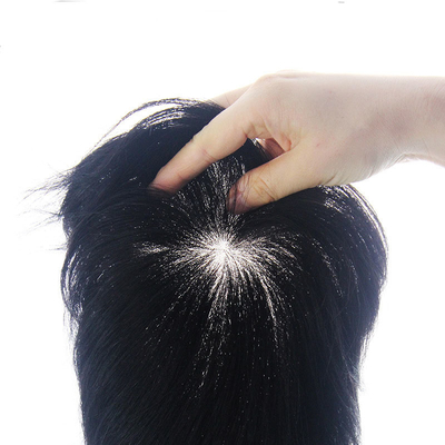 Haarstuk type recht 100% menselijk haar Mannen Toupee met dunne huid en lichte dichtheid