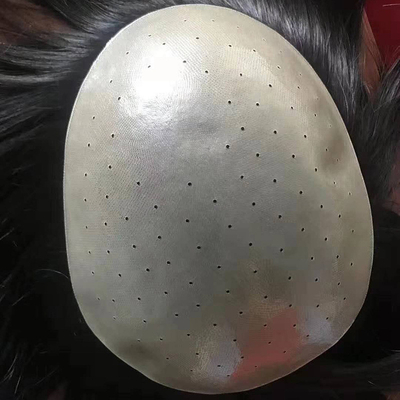 Haarstuk type recht 100% menselijk haar Mannen Toupee met dunne huid en lichte dichtheid