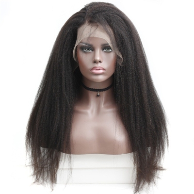 Hoogste haar kant Front Kinky rechte menselijk haar pruiken 360 Full Lace pruik