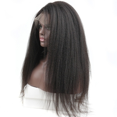 Hoogste haar kant Front Kinky rechte menselijk haar pruiken 360 Full Lace pruik