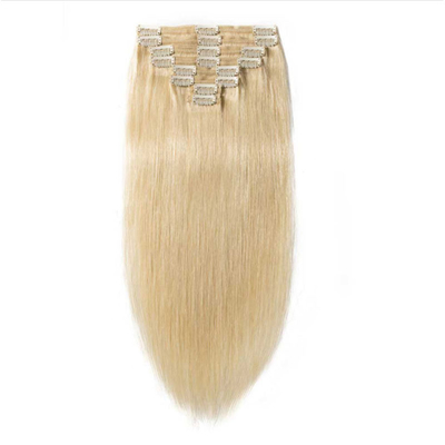 100% Mensenhaar Clip In Haar Extensies en zachte glanzende Geen verwarring 613 / 24 Kleur