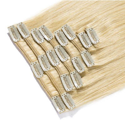 100% Mensenhaar Clip In Haar Extensies en zachte glanzende Geen verwarring 613 / 24 Kleur