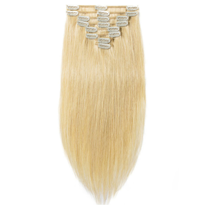 100% Mensenhaar Clip In Haar Extensies en zachte glanzende Geen verwarring 613 / 24 Kleur