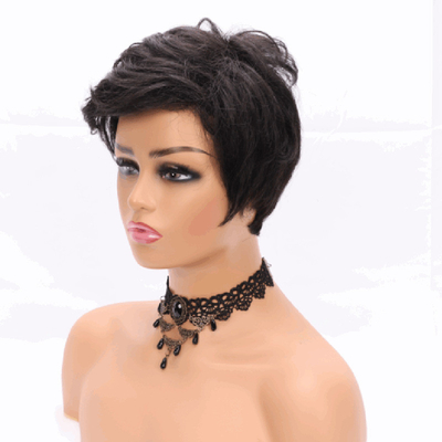 1B/Natuurlijke kleur kant voorperuken Beste prijzen Verkoper Pixie Cut Short Human Hair Peruk