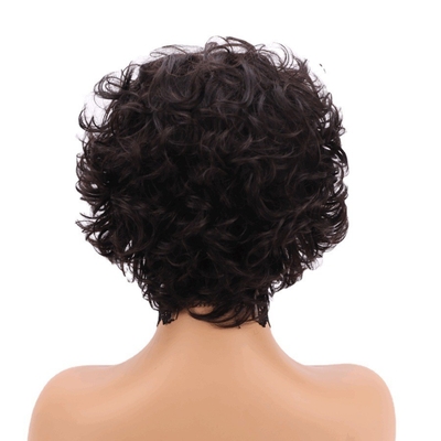 250% Dichtheid Pixie Cut krullend menselijk haar pruik met basismateriaal van Zwitserse kant