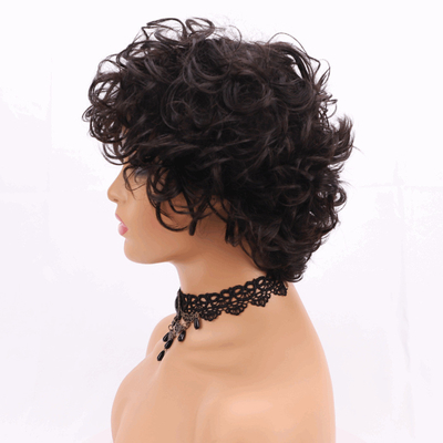 250% Dichtheid Pixie Cut krullend menselijk haar pruik met basismateriaal van Zwitserse kant