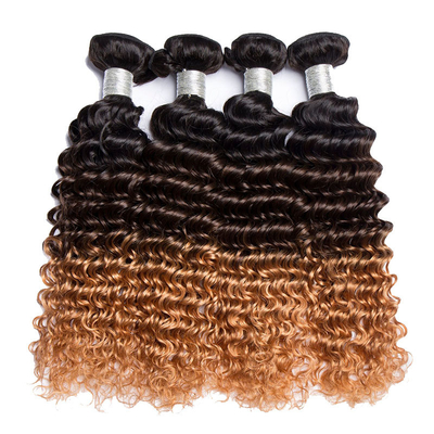 100% natuurlijke diepgolf dubbele weef Braziliaanse Remy haar bundels leverancier met Ombre kleur