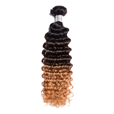 100% natuurlijke diepgolf dubbele weef Braziliaanse Remy haar bundels leverancier met Ombre kleur