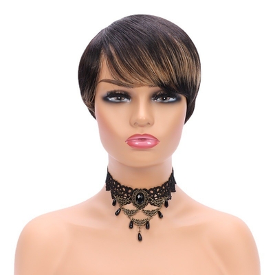 Producenten Mensenhaar Pixie Cut Peruk Peruk Voordeel Zachte glanzende Geen verwarring Verlies 0,5 kg