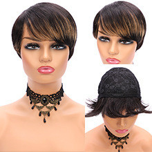 Producenten Mensenhaar Pixie Cut Peruk Peruk Voordeel Zachte glanzende Geen verwarring Verlies 0,5 kg