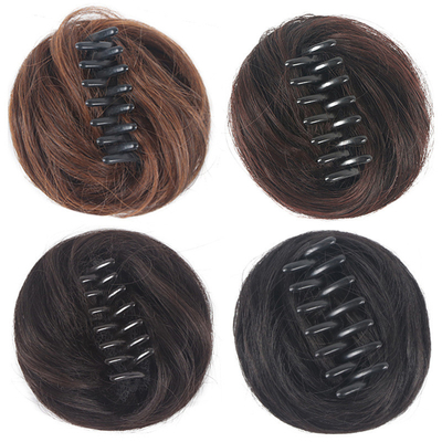 Lichtbruin/donkerbruin/bruinblauw/natuurlijk zwart 100% menselijk haar Chignon Modieus