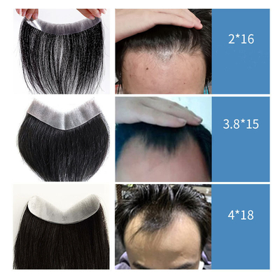 Volledig met de hand gemaakt Glijde achterste stijl haarlijn 100% menselijk haar vervanging Toupee voor mannen