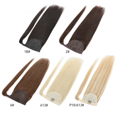Remy Hair Braziliaans menselijk haar paardenstaartverlenging met huidvlies gelijnd haak en lus