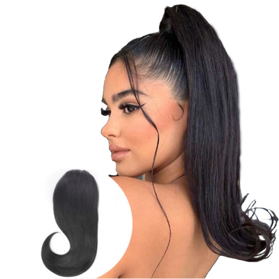 100% menselijk haar clip in paardenstaart verlenging rechte 16 inch Raw Virgin Natural Black