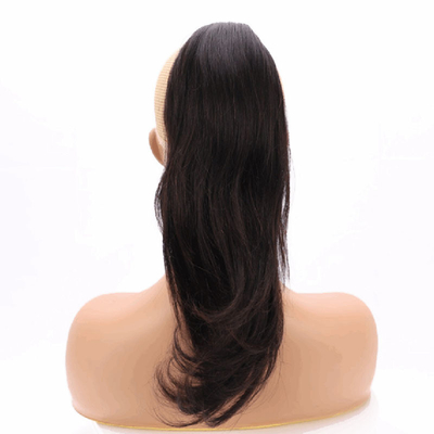 100% menselijk haar clip in paardenstaart verlenging rechte 16 inch Raw Virgin Natural Black