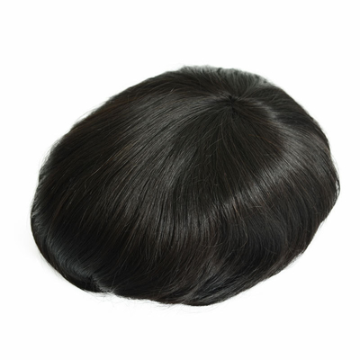Natuurkleurige Toupee voor mannen met aangepaste terugslijp stijl 100% menselijk haar kant topper