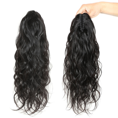 8-28 inch golvend Remy haar Lichaamsgolf Clip Klauw paardenstaart haarverlengingen voor zwarte vrouwen