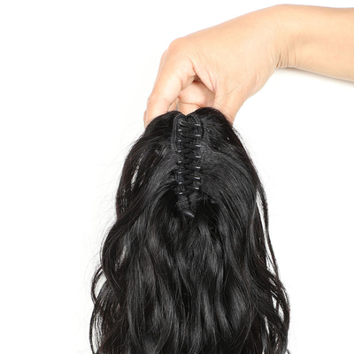 8-28 inch golvend Remy haar Lichaamsgolf Clip Klauw paardenstaart haarverlengingen voor zwarte vrouwen