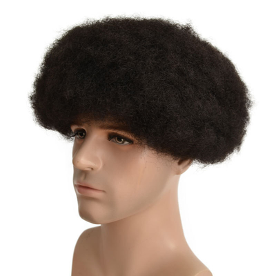 Toupee Textuur 24mm Afro Kinky Curly Zwitserse kant Mensen haar eenheden Natuurlijke menselijk haar pruik