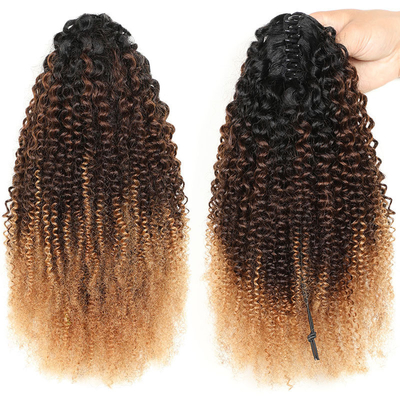100% top menselijk haar BSM Afro krullend paardenstaart haarbundels 18 tot 20 inch Ombre T1B/4/27