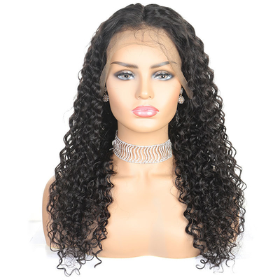 Mensenhaar Kinky Curly Natuurlijk Zwart kantje Frontaal 13*4/4*4/T-kantje