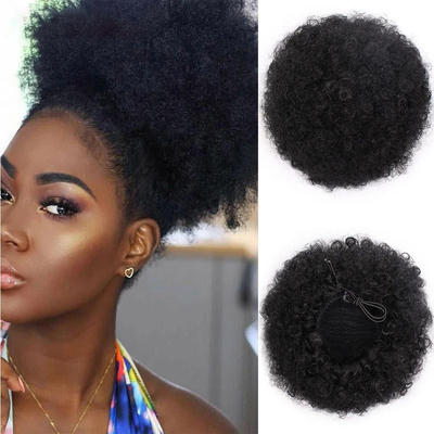 Kinky Curly Braziliaanse Ponytail haarverlengingen met elastische touwtjes