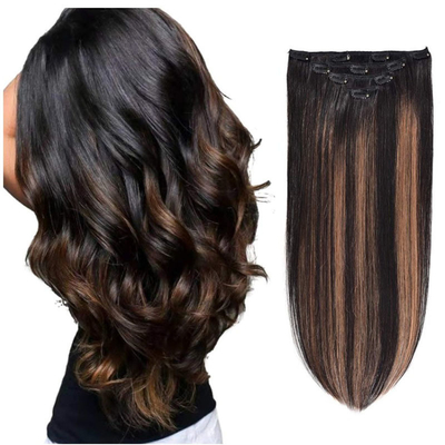 Virgin Highlight Remy Hair Clip In Extensions 7-9 Piece Set voor natuurlijk echt rauw haar