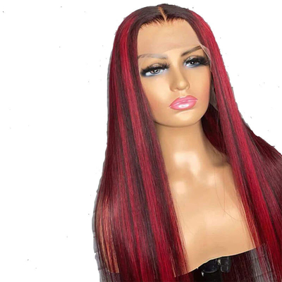 Remy Hair Top Grade Braziliaanse 13*4 Highlight Peruk met Ginger Color HD kant Frontaal