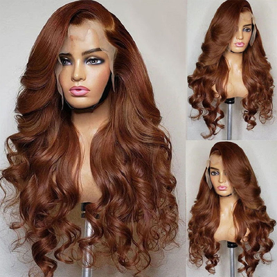 Remy Hair Top Grade Braziliaanse 13*4 Highlight Peruk met Ginger Color HD kant Frontaal