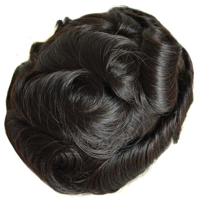Volledig handgemaakte natuurlijke haarlijn kant basis Toupee haarstuk voor mannen met gebleekte knopen