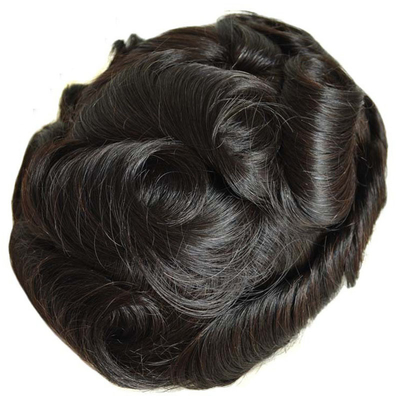 Volledig handgemaakte natuurlijke haarlijn kant basis Toupee haarstuk voor mannen met gebleekte knopen