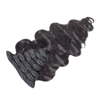 1B Braziliaans menselijk haar Lichaam Wave Curly Clip In Hair Extensions Virgin Remy Hair