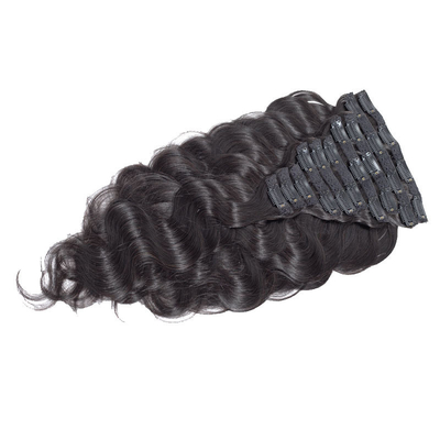 1B Braziliaans menselijk haar Lichaam Wave Curly Clip In Hair Extensions Virgin Remy Hair