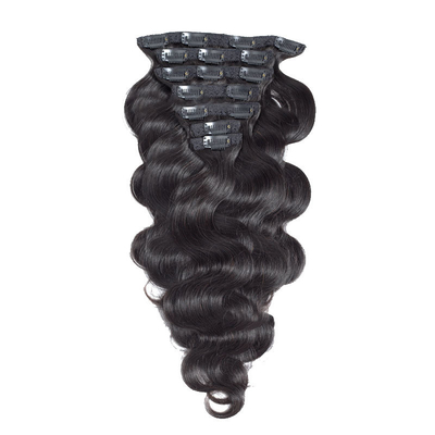 1B Braziliaans menselijk haar Lichaam Wave Curly Clip In Hair Extensions Virgin Remy Hair
