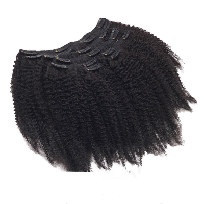 12 A Grade 1B Natuurlijke kleur Remy Raw Virgin Braziliaanse Afro Kinky Curly Clip-in haar