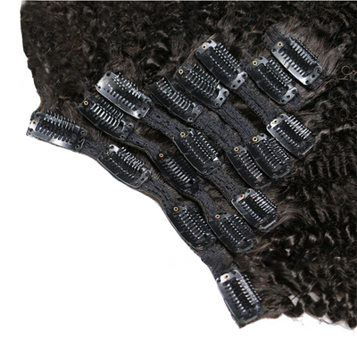 12 A Grade 1B Natuurlijke kleur Remy Raw Virgin Braziliaanse Afro Kinky Curly Clip-in haar