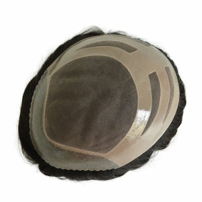 Kleine/Grote/Gemiddelde grootte Mans Toupee met MONO Mesh en Zwitserse kant gemaakt van maagdelijk haar