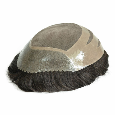 Kleine/Grote/Gemiddelde grootte Mans Toupee met MONO Mesh en Zwitserse kant gemaakt van maagdelijk haar
