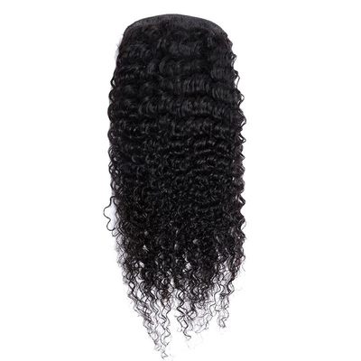Krachtige echte Braziliaanse Kinky Curly Wrap rond paardenstaart Mensenhaar Extensies Zwart