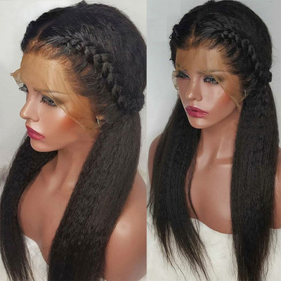 Lichte bruine kant Kleur 13*4 HD Afro Kinky Recht menselijk haar kant Frontale pruiken Verkopers