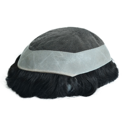 Toupee Dichtheid 120% Mensen Mensen haar topper Zilkige rechte OK Stijl 64 Zwitserse kant NPU Bases vervangingssysteem