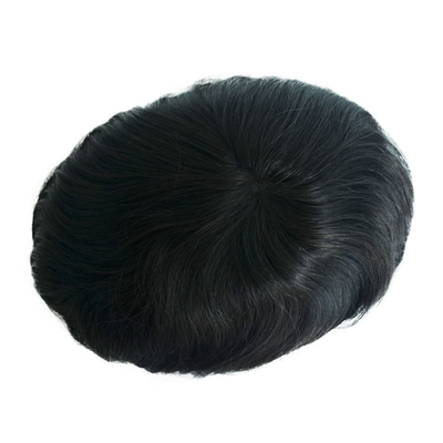 Toupee Dichtheid 120% Mensen Mensen haar topper Zilkige rechte OK Stijl 64 Zwitserse kant NPU Bases vervangingssysteem
