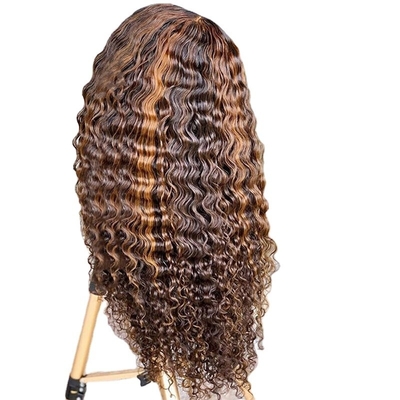 Braziliaans maagdelijk haar diep golvend krullend HD kant frontaal lange pruik met menselijk haartype