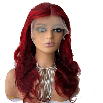 Gemiddelde Grootte 100% Mensenhaar Rood Bruin Hoogtepunt Lichaam Golf HD kant Peruk Raw Hair Verkoper