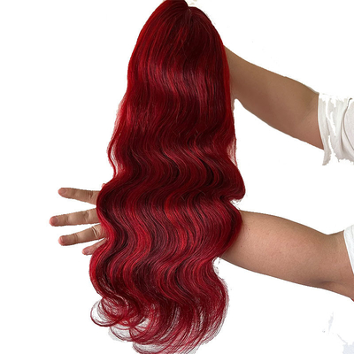 Gemiddelde Grootte 100% Mensenhaar Rood Bruin Hoogtepunt Lichaam Golf HD kant Peruk Raw Hair Verkoper
